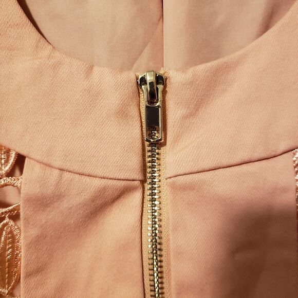 Jessica London Lace Jacket 20W  Pale Peach Lightweight, Lined,  Zip front Dressy - Picture 10 of 13